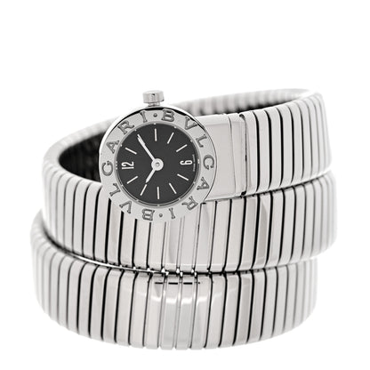 Bulgari Stainless Steel 19mm Serpenti Tubogas Double Spiral Quartz Watch Black 2 of 4