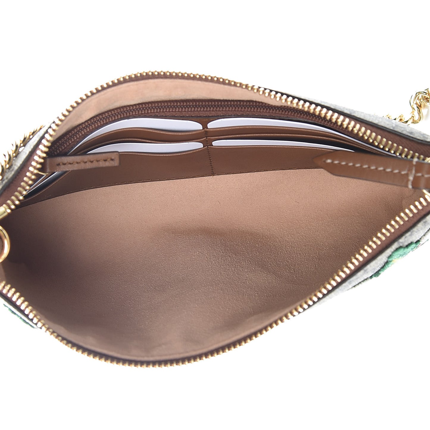 GG Supreme Monogram Embroidered Flower Chain Wrist Wallet