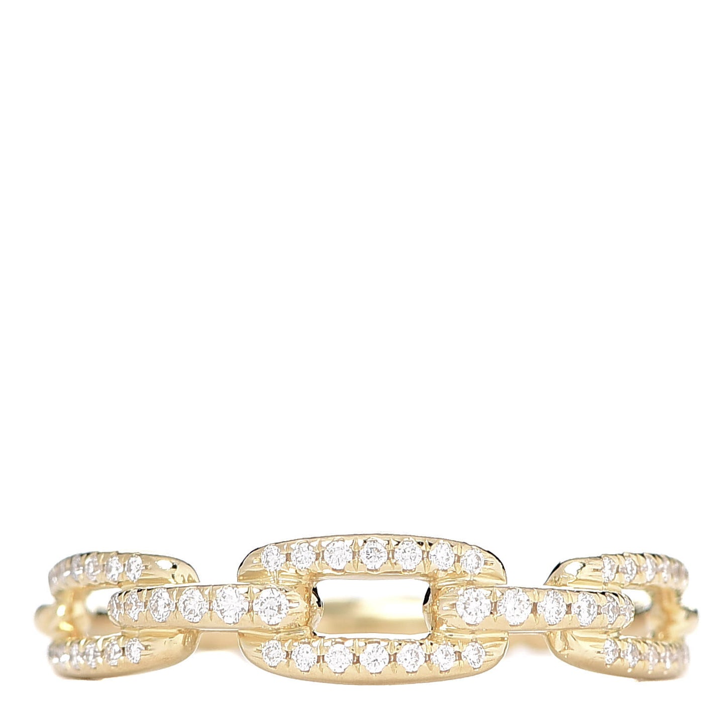18K Yellow Gold Diamond 4.5mm Stax Single Row Chain Link Ring 55 7.25