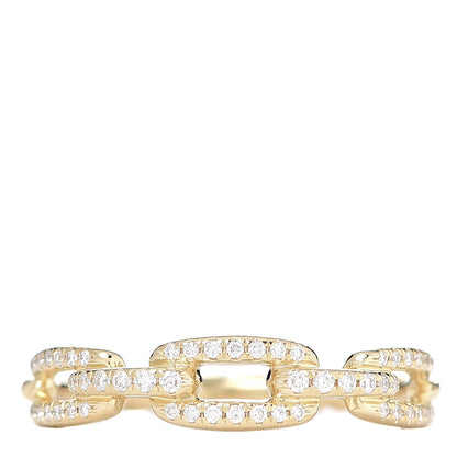 David Yurman 18K Yellow Gold Diamond 4.5mm Stax Single Row Chain Link Ring 55 7.25 1 of 4