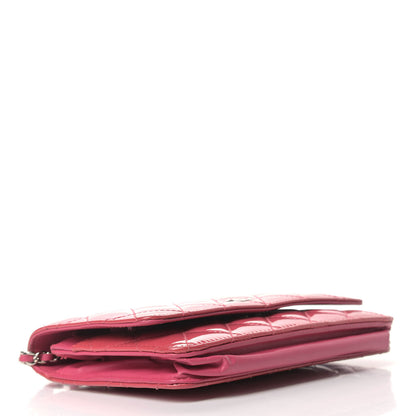 Chanel Patent Calfskin Quilted Wallet On Chain WOC Pink 4 of 11