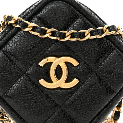 Chanel Caviar Quilted Diamond Coin Purse With Chain Black 8 of 11