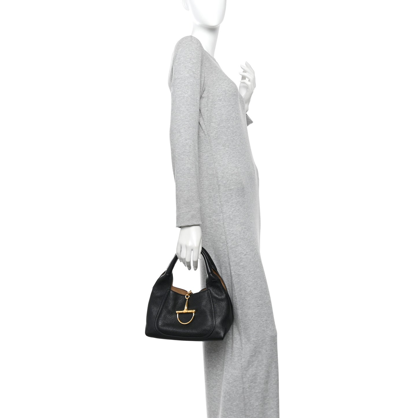 Grained Calfskin Softbit Medium Shoulder Bag Black