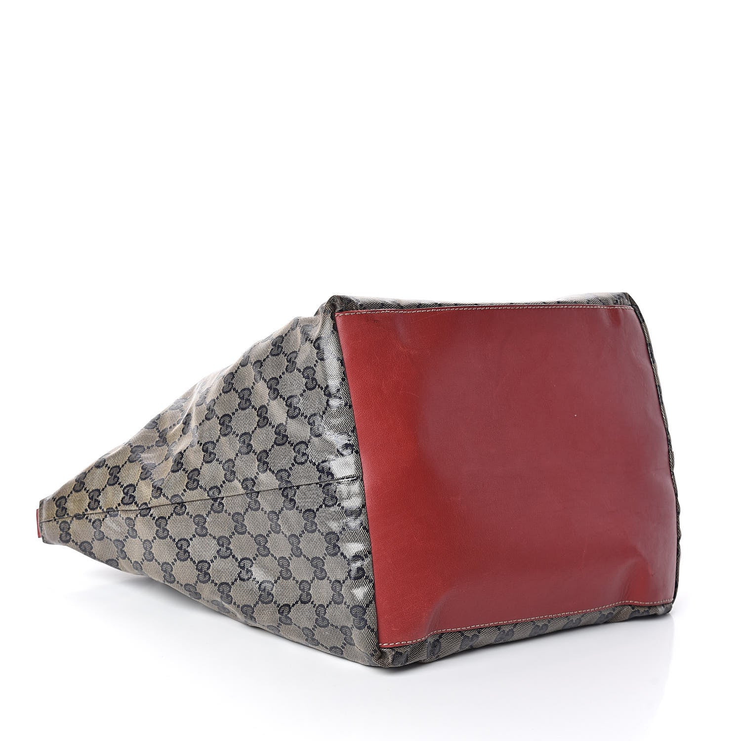 Gucci Crystal Monogram Large Web Handle Bucket Tote Red 4 of 9