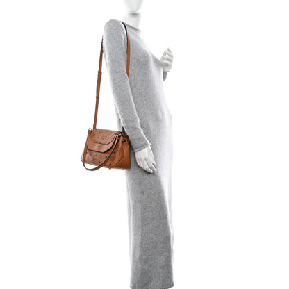 MCM Visetos Studded Flap Shoulder Bag Cognac 2 of 9