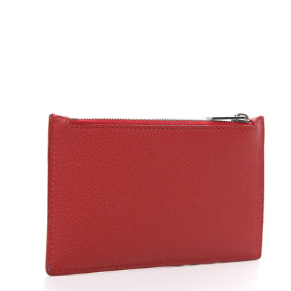 Celine Grained Calfskin Zipped Card Holder Red 2 of 7