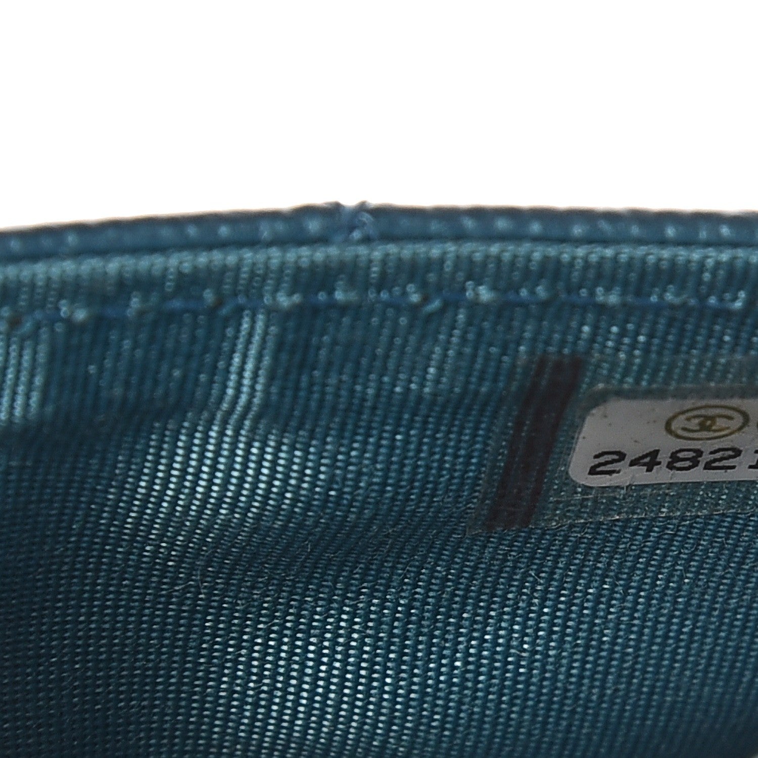 Chanel Metallic Caviar Quilted Boy Card Holder Wallet Turquoise 8 of 9