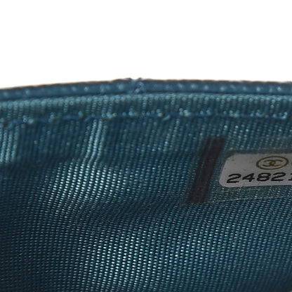 Chanel Metallic Caviar Quilted Boy Card Holder Wallet Turquoise 8 of 9