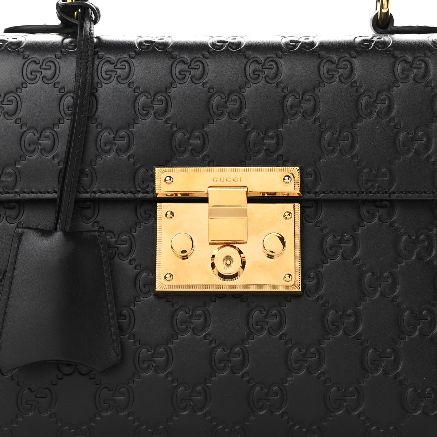 Guccissima Signature Small Padlock Top Handle Bag Black