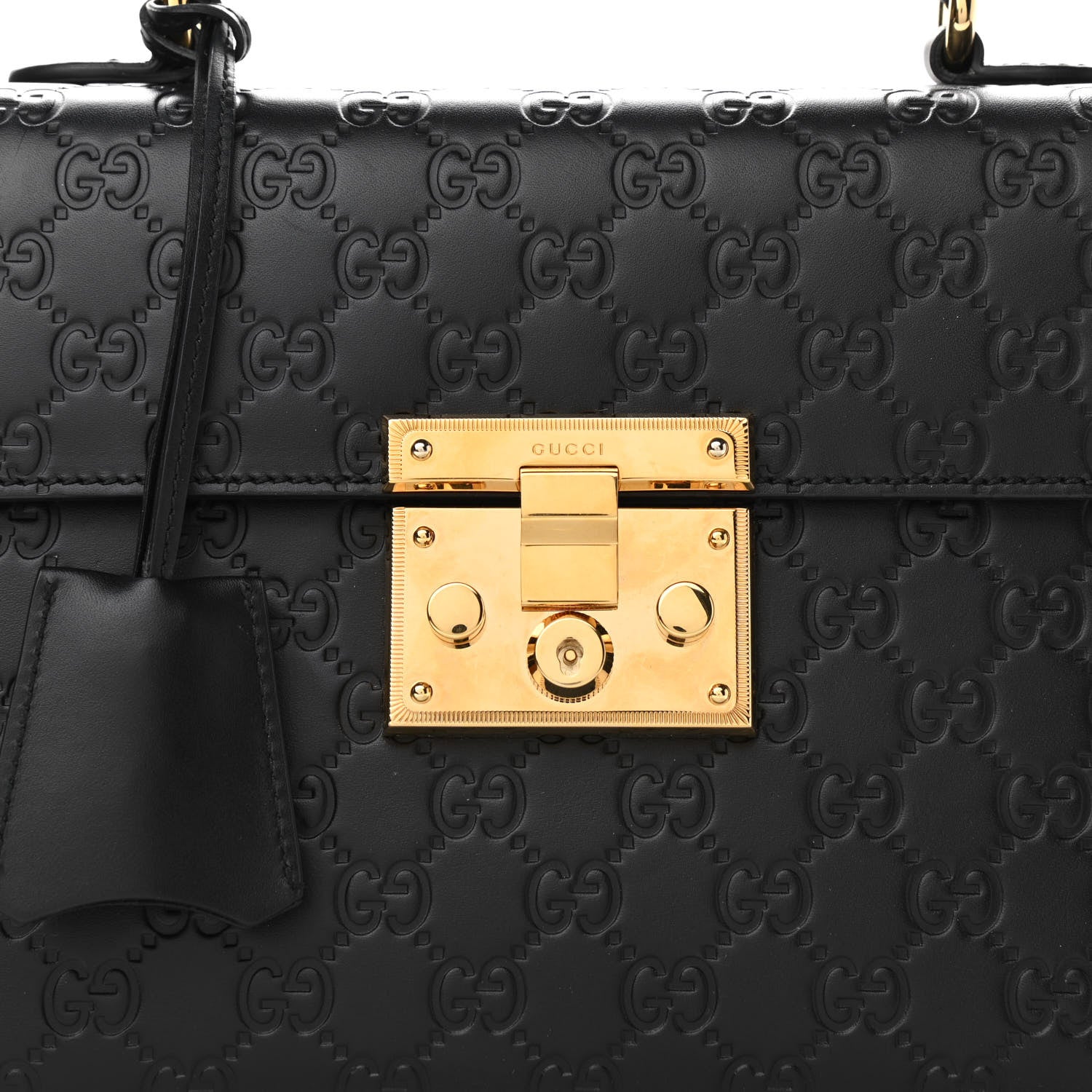 Gucci Guccissima Signature Small Padlock Top Handle Bag Black 8 of 10