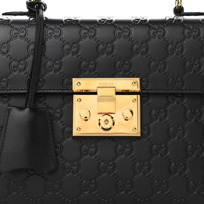 Gucci Guccissima Signature Small Padlock Top Handle Bag Black 8 of 10