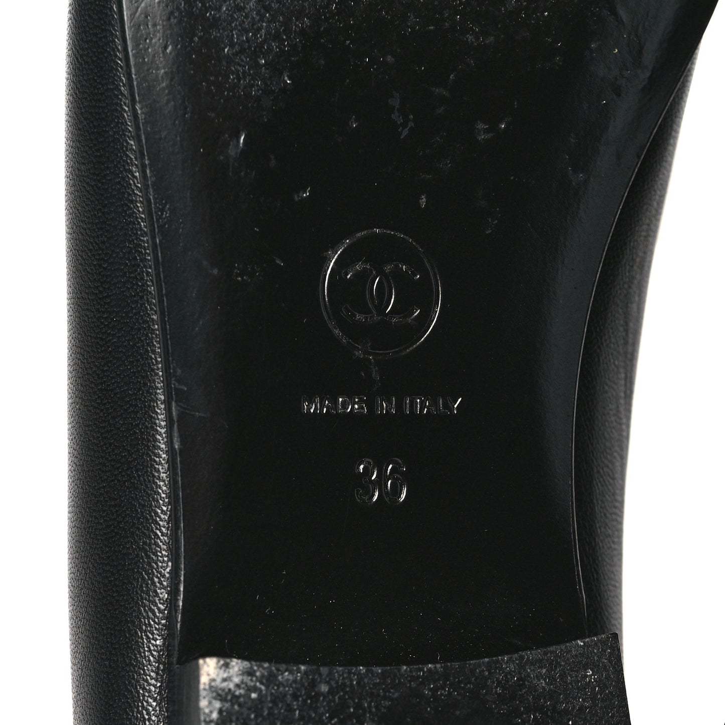 Lambskin Patent CC Cap Toe Ballerina Flats 36 Black