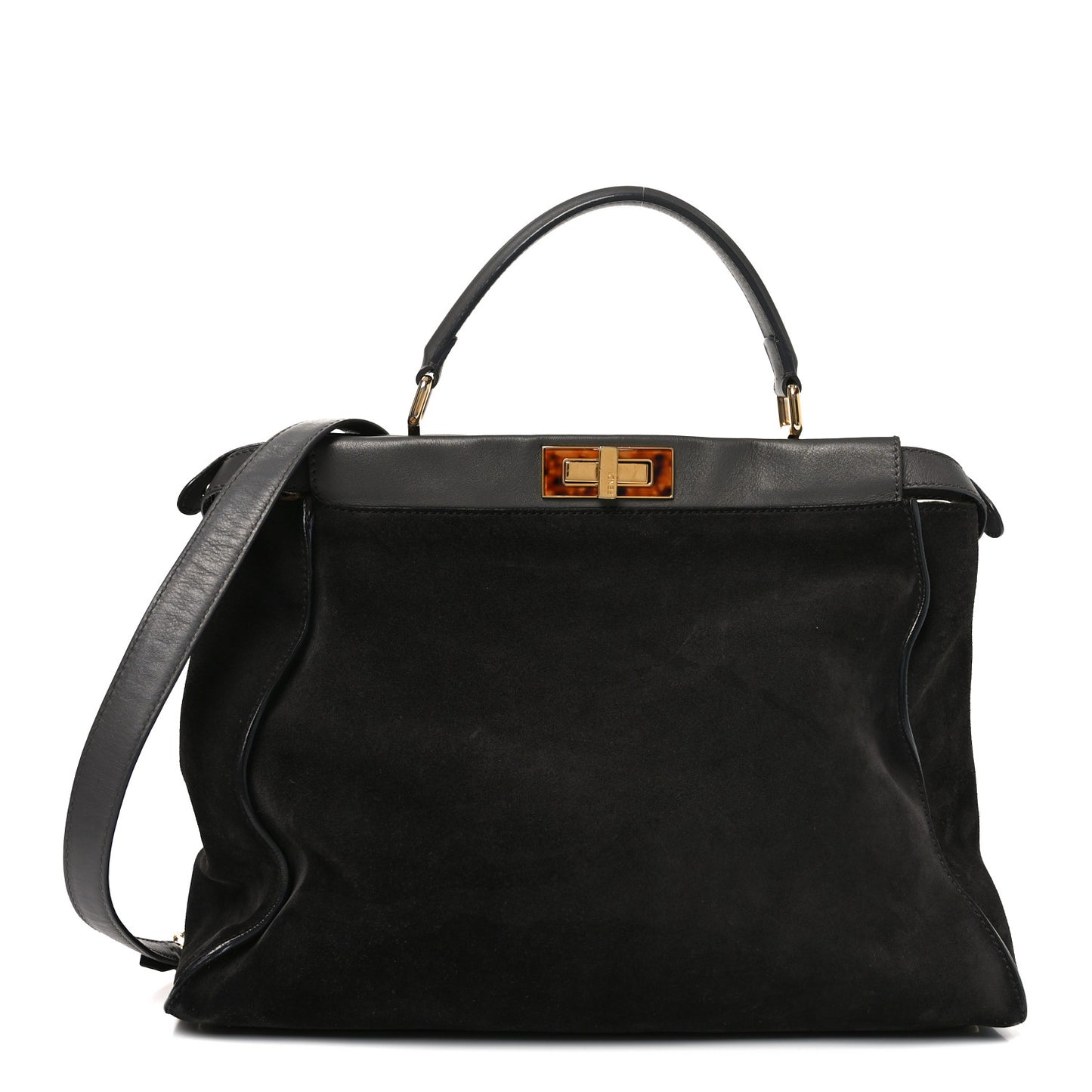 Suede Calfskin Hair Leopard Print Zucca Large Peekaboo Iconic Satchel Brown Grey
