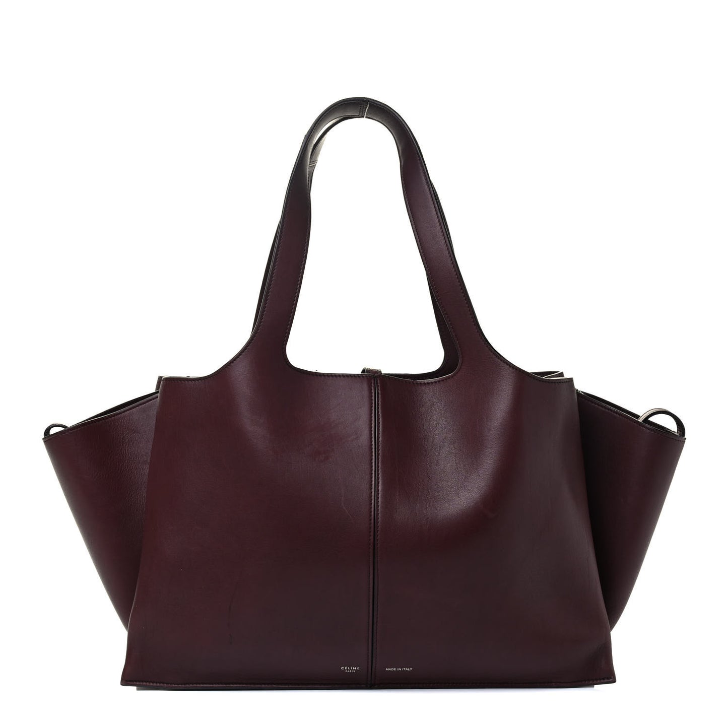 Supple Natural Calfskin Medium Tri-Fold Bag Burgundy