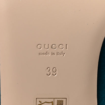 Gucci Softy Velvet Sylvie Bow Slippers 39 Pavone 6 of 7