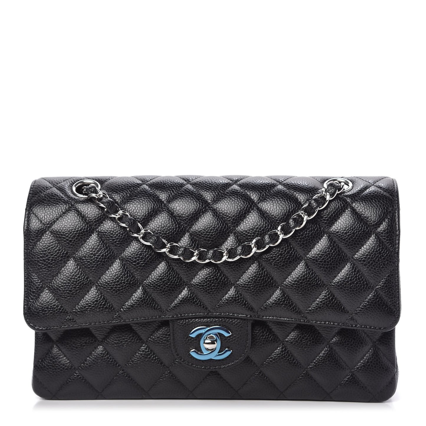 Caviar Quilted Medium Double Flap Black