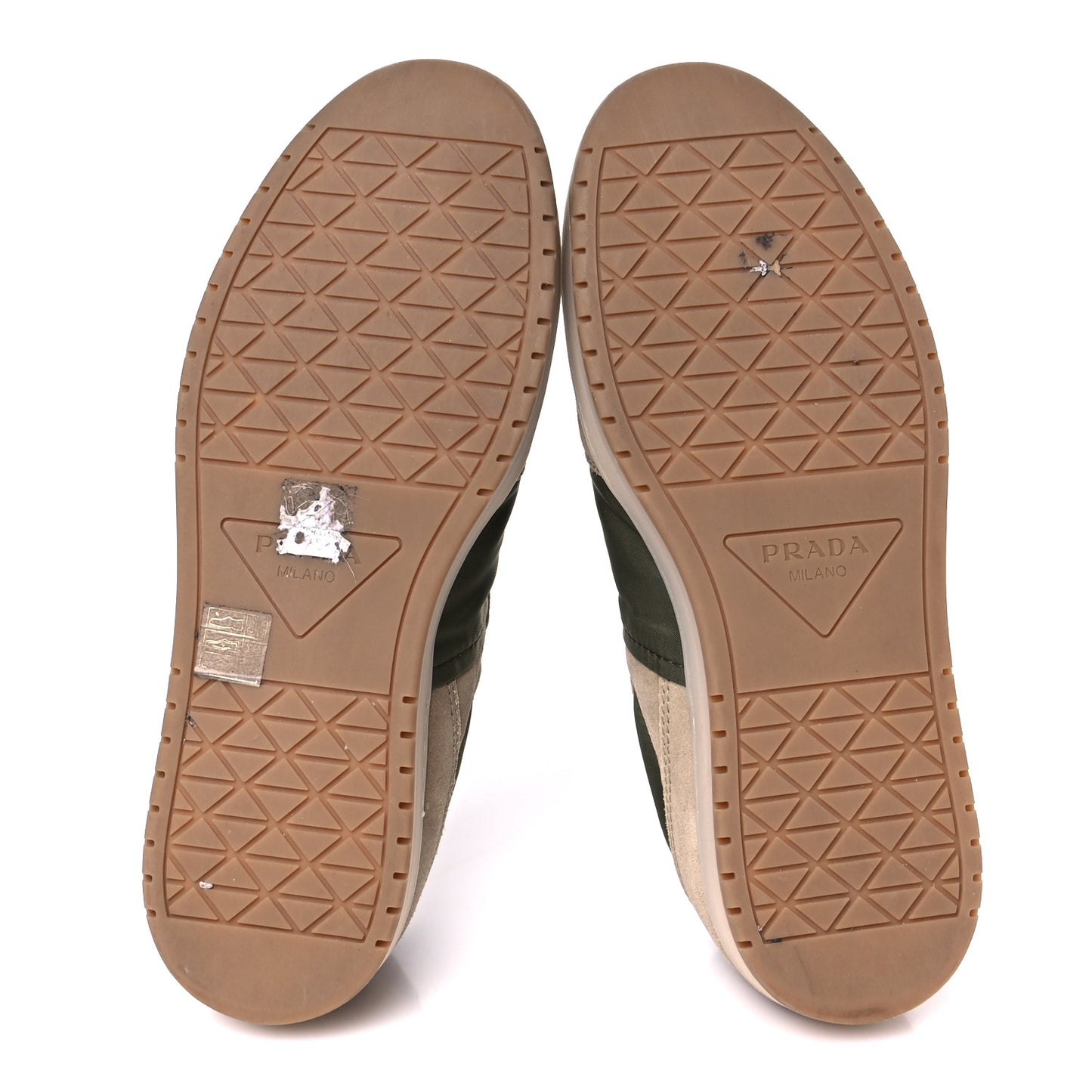 Nylon Suede Metal Triangle Logo Mens Downtown Low Top Sneakers 39 Khaki Beige