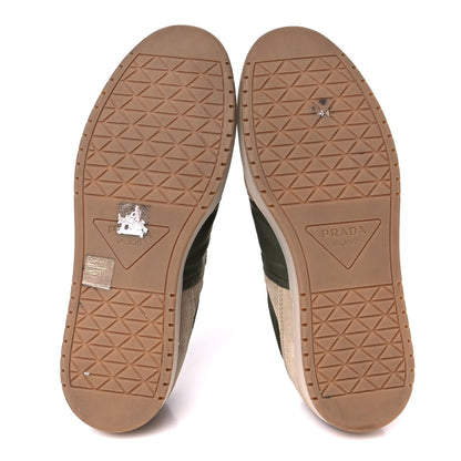 Prada Nylon Suede Metal Triangle Logo Mens Downtown Low Top Sneakers 39 Khaki Beige 6 of 10