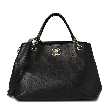 Chanel Calfskin Stitched Large Chevron Chic Shopping Bag Black 1 of 9