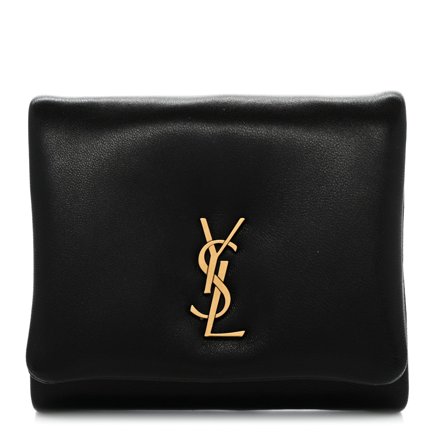 Saint Laurent Lambskin Calypso Compact Wallet Black 1 of 8