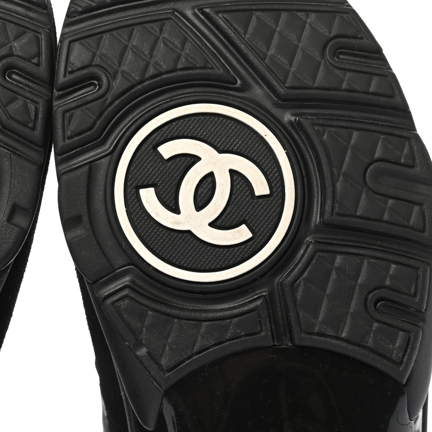 Chanel Fabric Calfskin Suede CC Sneakers 36.5 Black 6 of 9