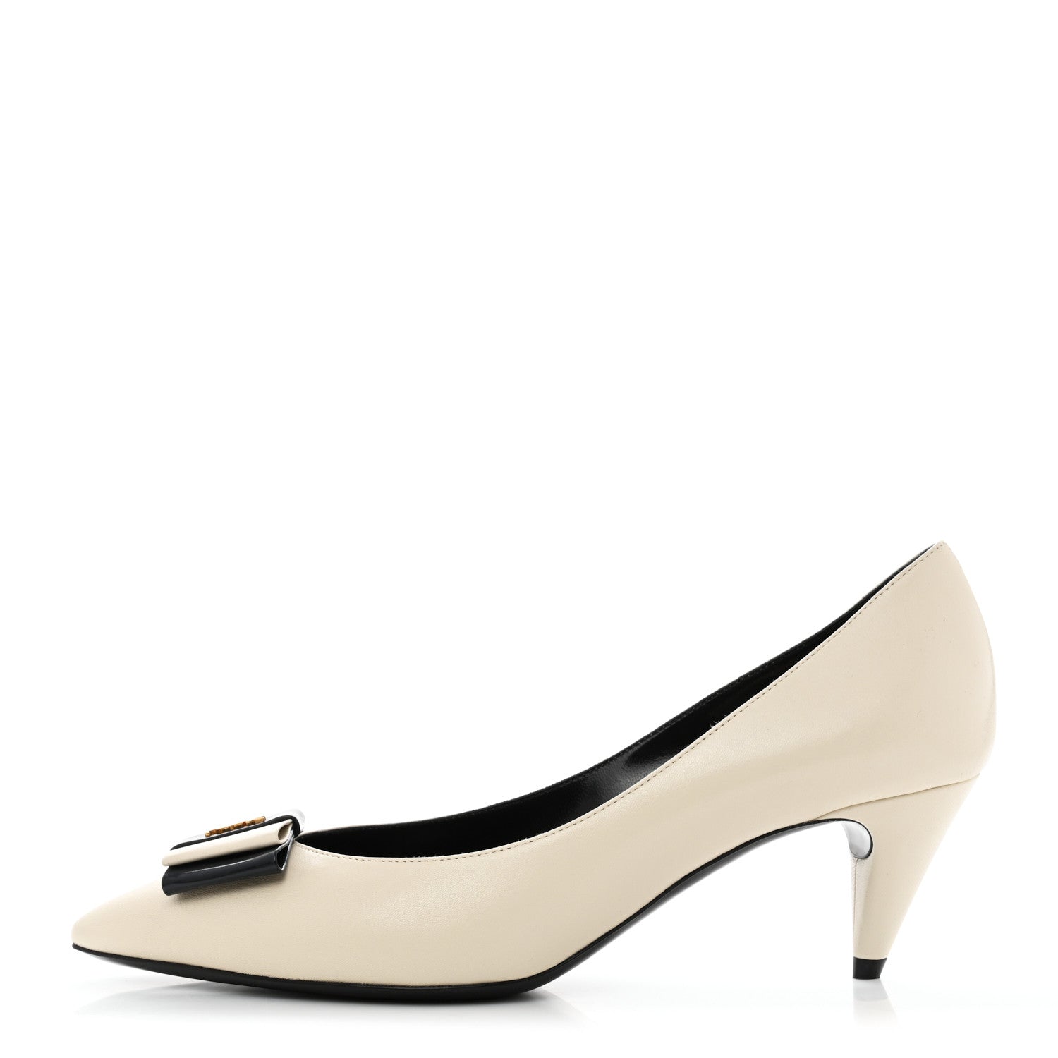 Saint Laurent Calfskin Bow Anais Pumps 37.5 White 1 of 9