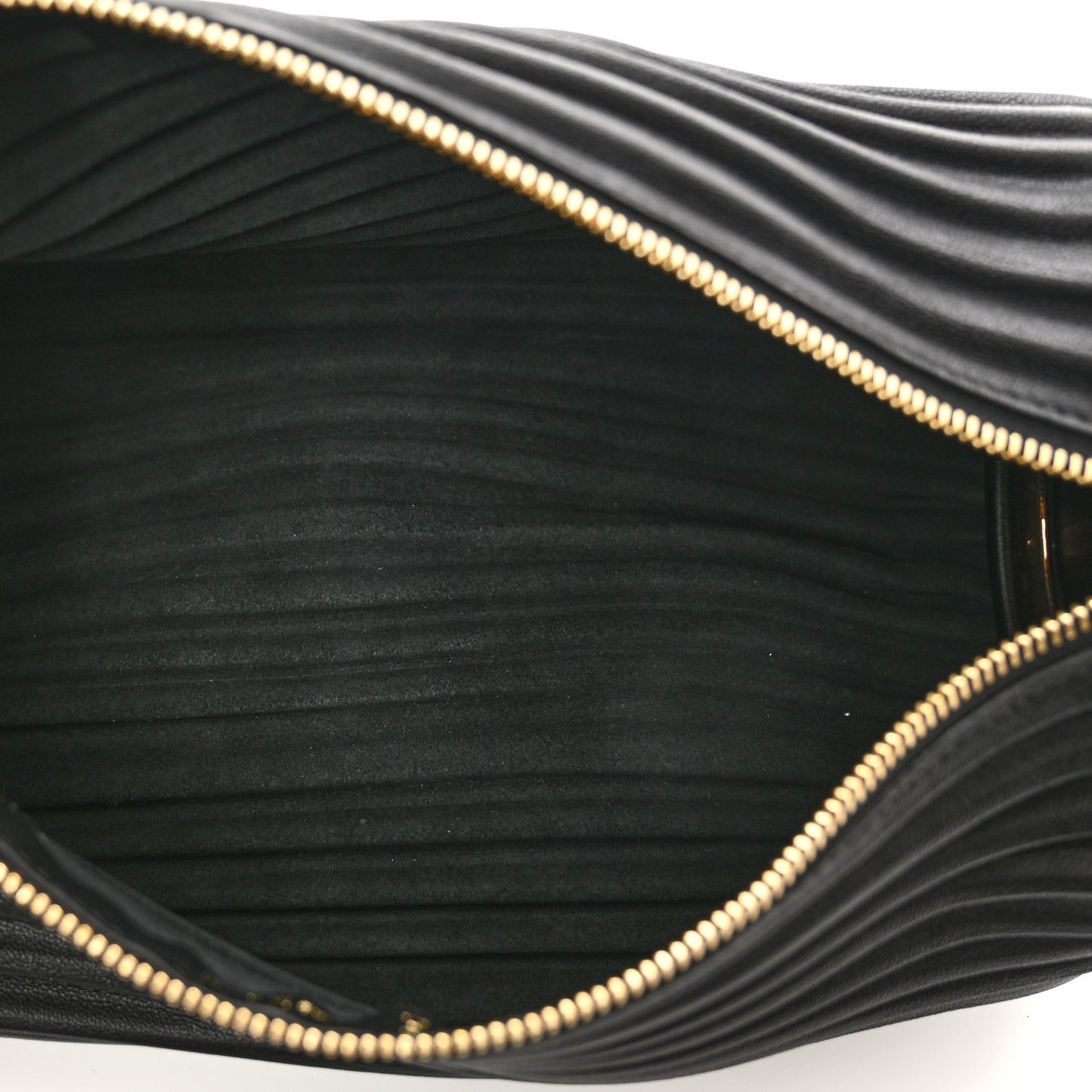 Lambskin Pleated Bracelet Pouch Shoulder Bag Black