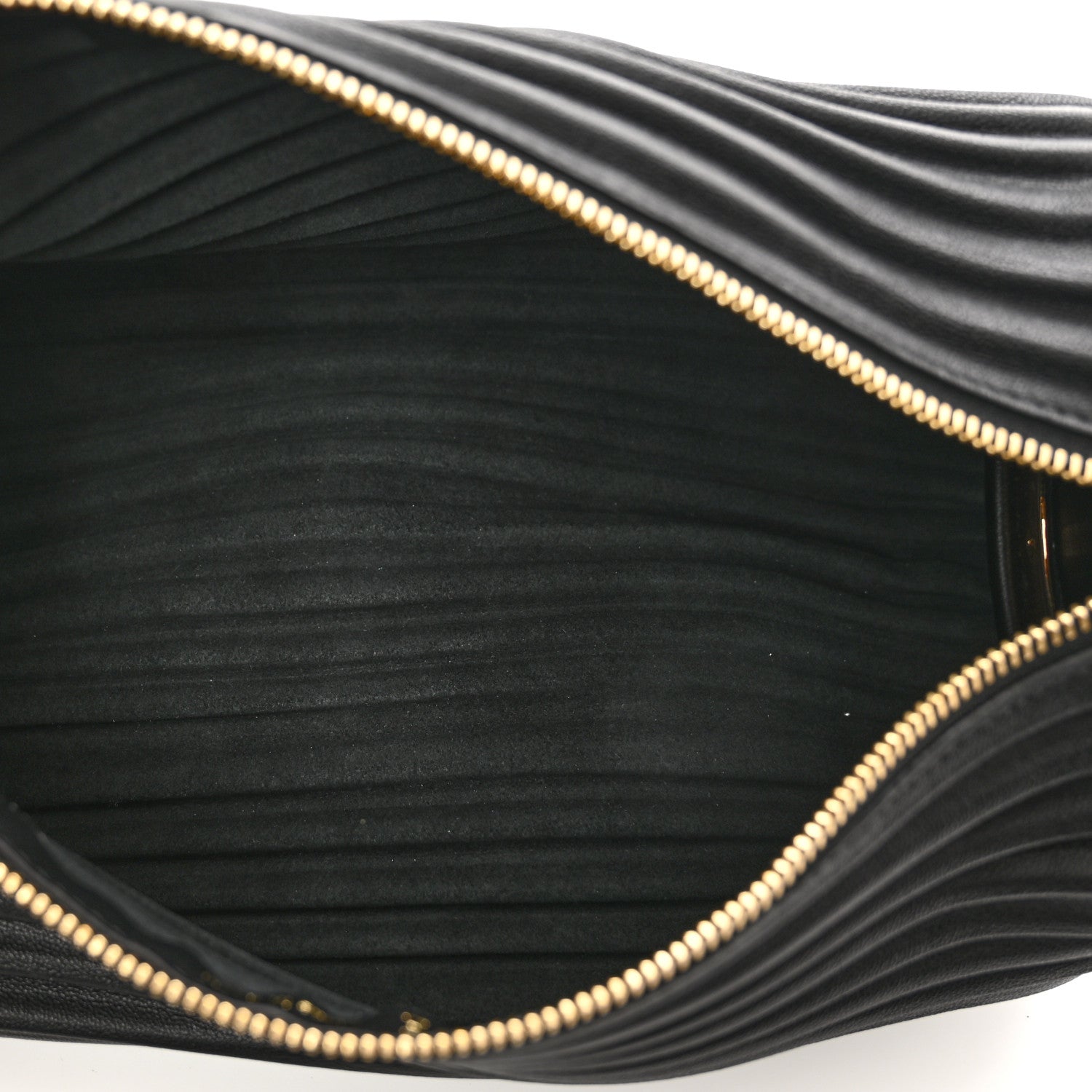 Loewe Lambskin Pleated Bracelet Pouch Shoulder Bag Black 6 of 9