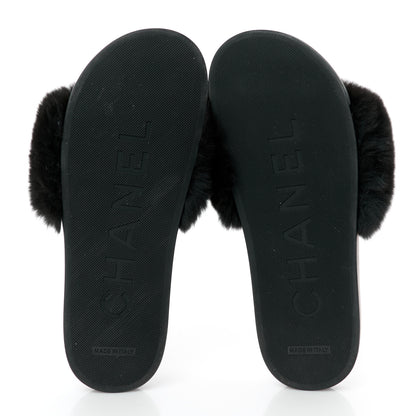 Chanel Orylag Rabbit Fur Mules 38 Black 6 of 9