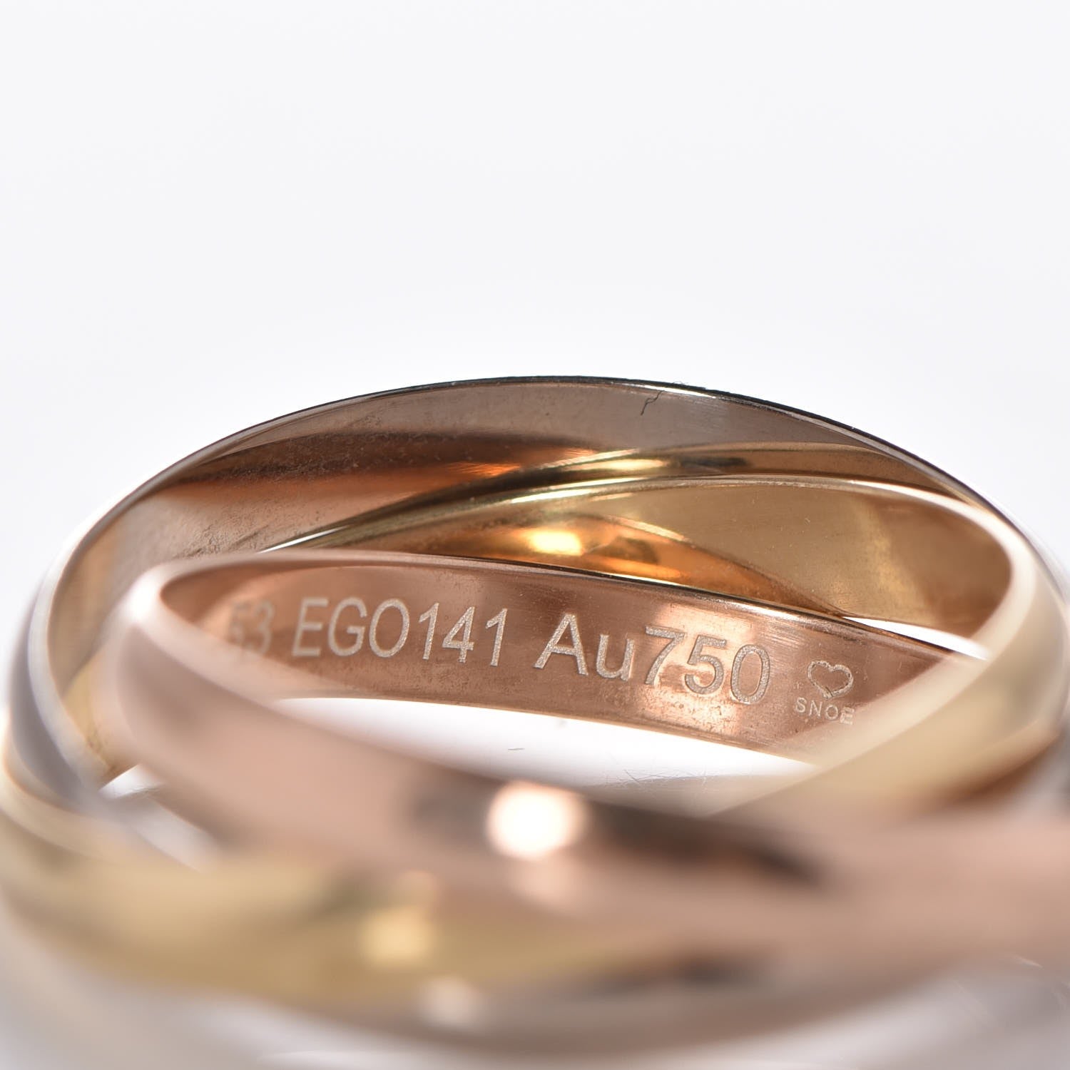 Cartier 18K Pink Yellow White Gold Small Trinity Ring 53 6.25 6 of 8