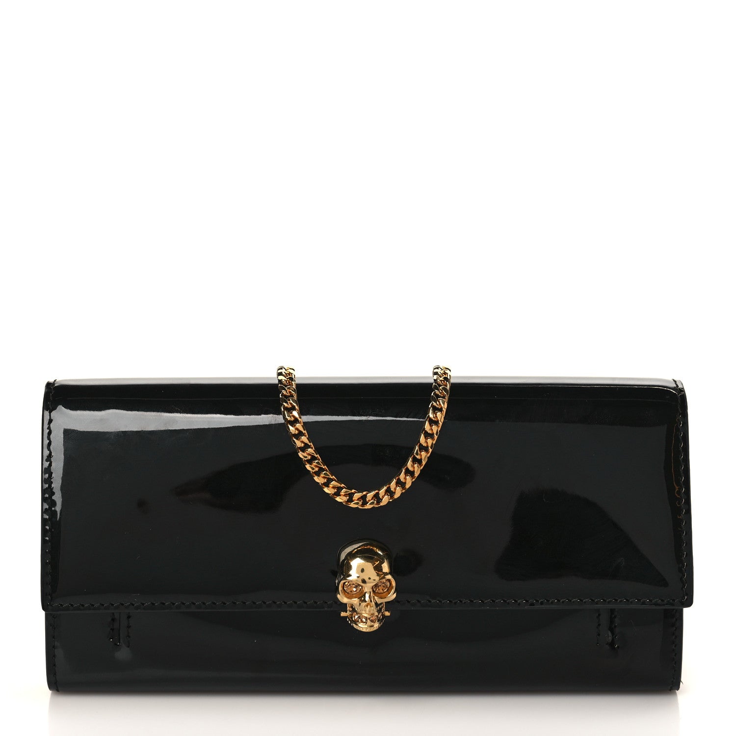 Alexander McQueen Patent Skull Wallet on Chain Black 1 of 8