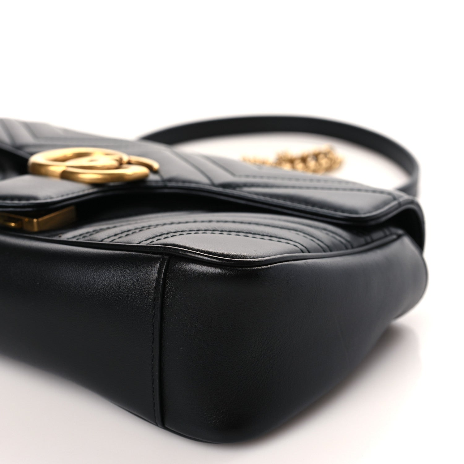 Gucci Calfskin Matelasse Small GG Marmont Shoulder Bag Black 9 of 9