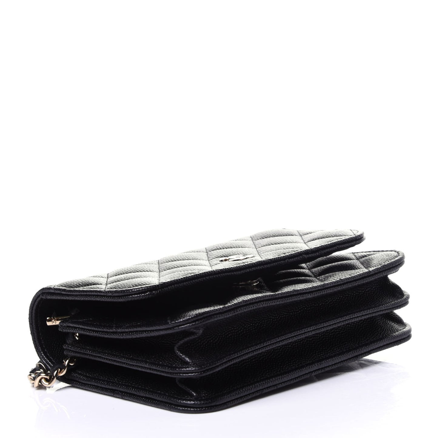 Caviar Quilted Mini Wallet On Chain WOC Black