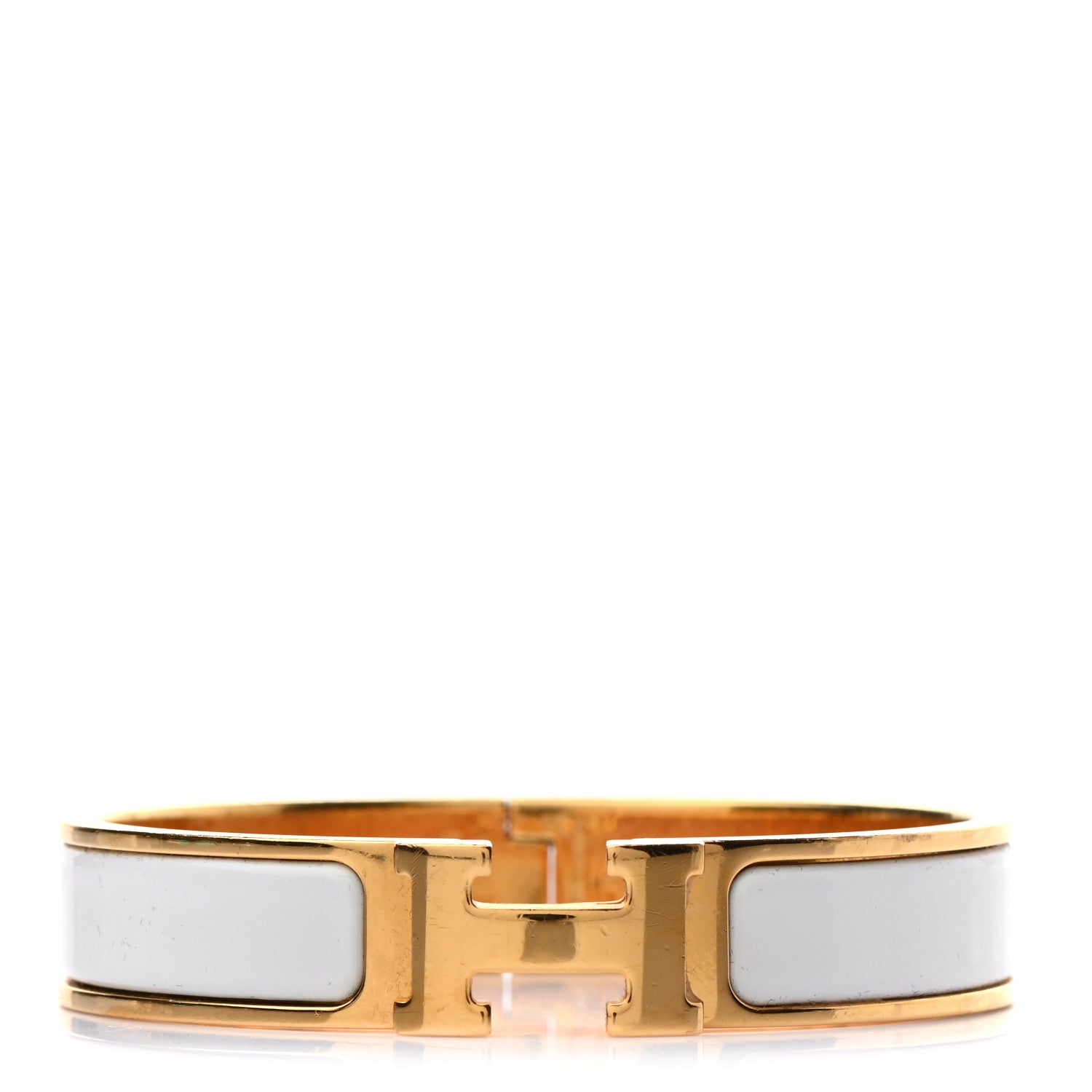 Hermes Enamel Narrow Clic Clac H Bracelet PM White 1 of 4