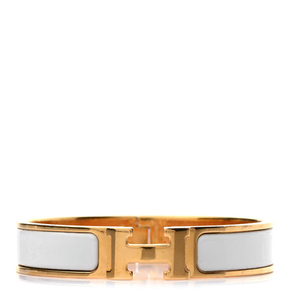 Hermes Enamel Narrow Clic Clac H Bracelet PM White 1 of 4