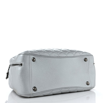 Chanel Metallic Calfskin Quilted Medium Airlines Round Trip Bowling Bag Silver 4 of 9