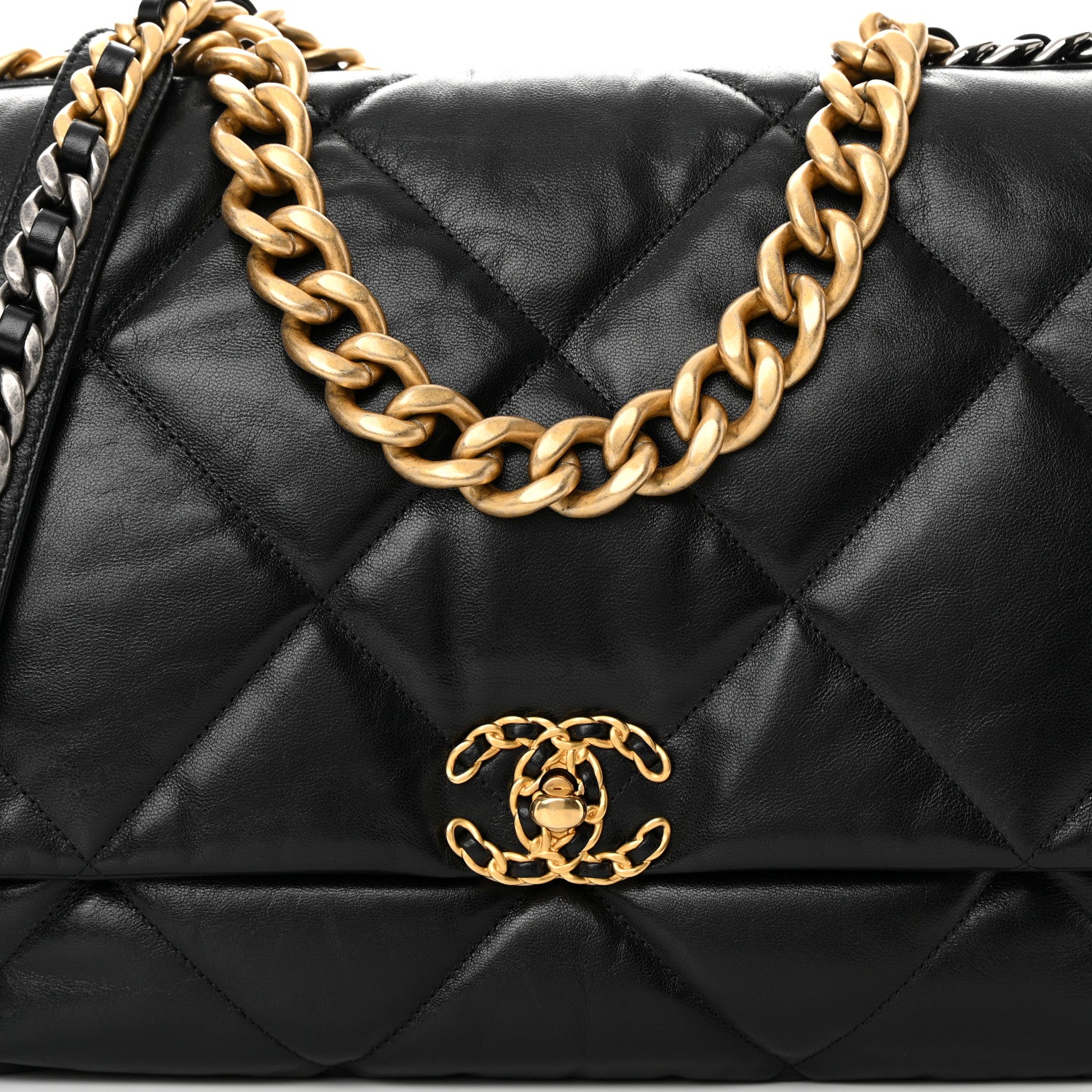 Chanel Goatskin Quilted Maxi Chanel 19 Flap Black 8 of 13