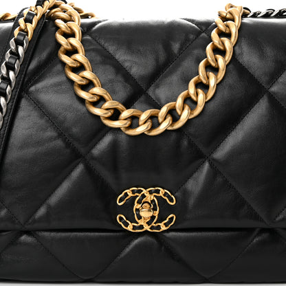 Chanel Goatskin Quilted Maxi Chanel 19 Flap Black 8 of 13