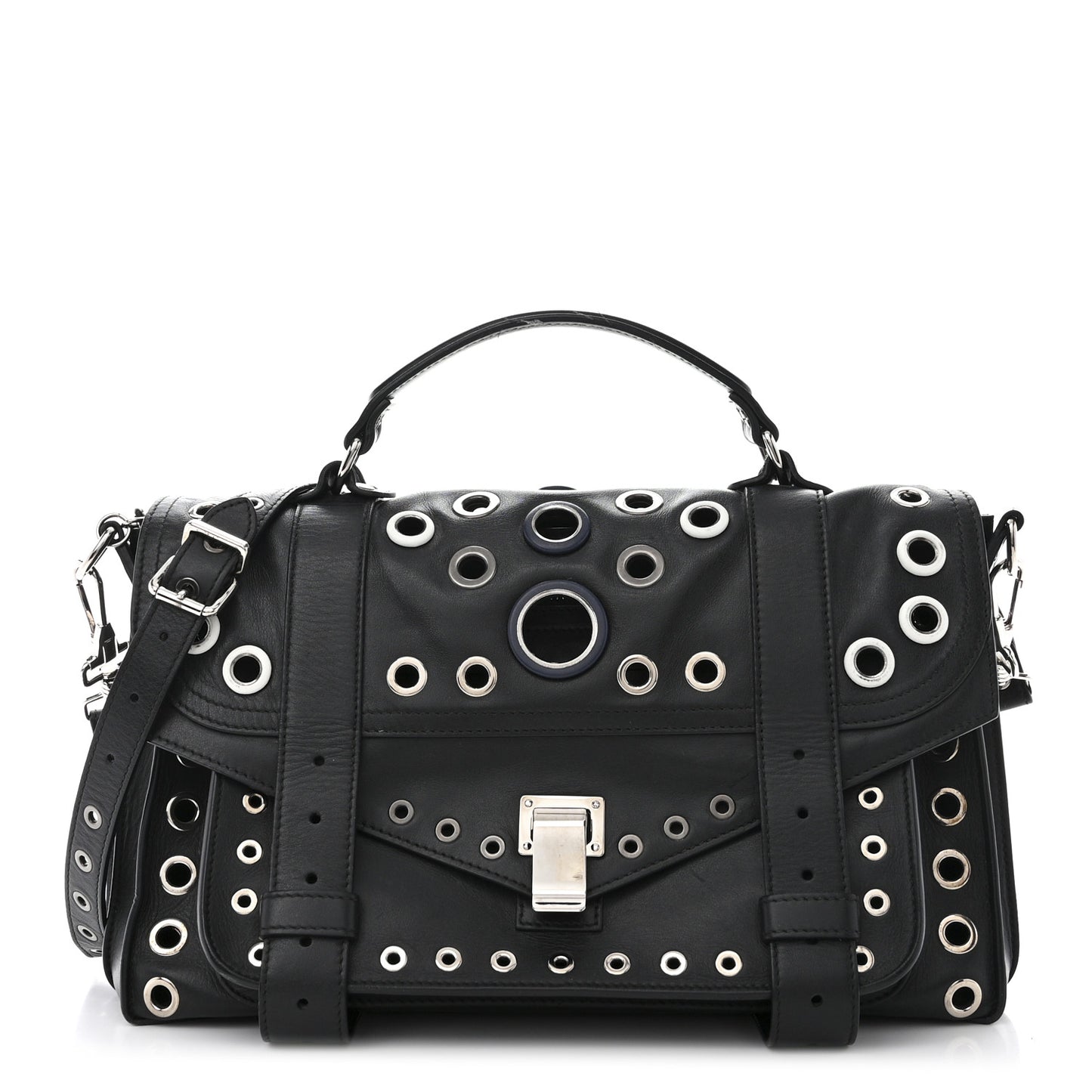 Lambskin Grommets Medium PS1 Satchel Black
