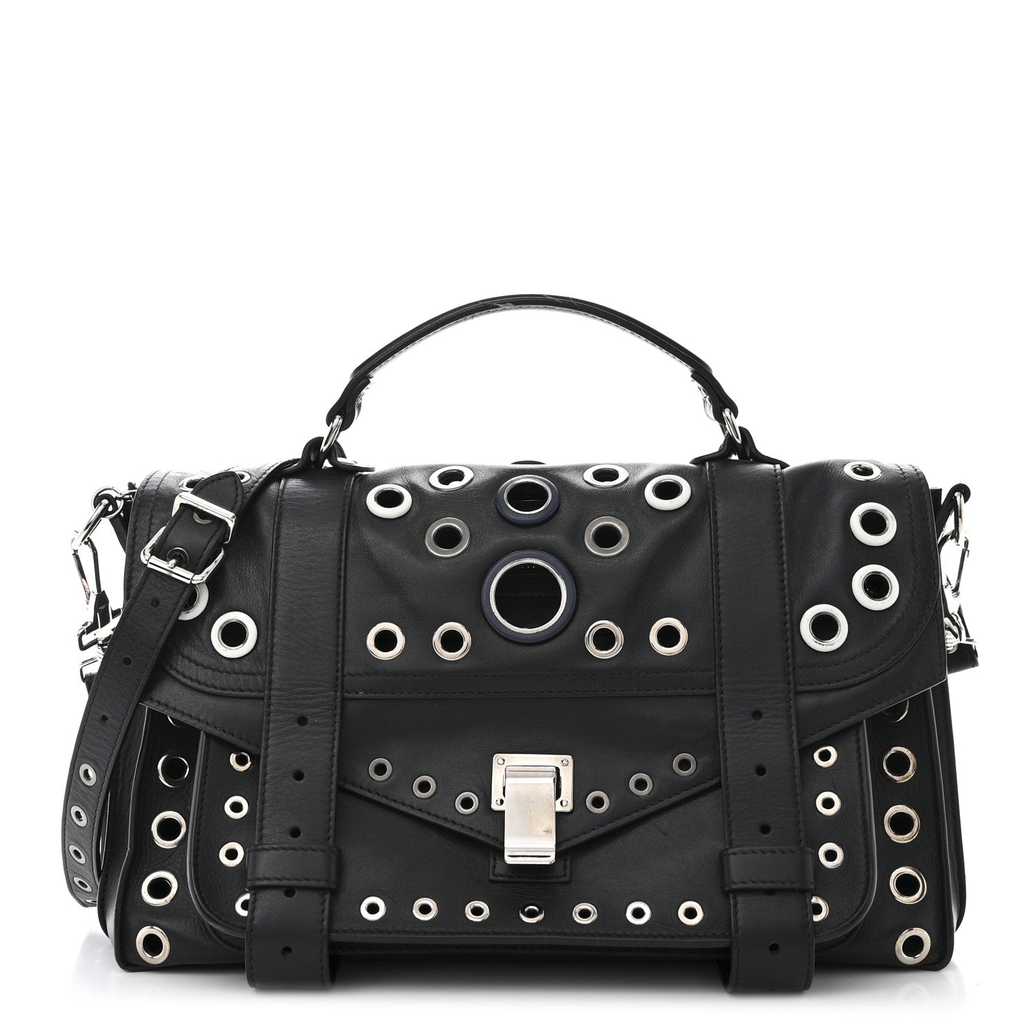 Proenza Schouler Lambskin Grommets Medium PS1 Satchel Black 1 of 11