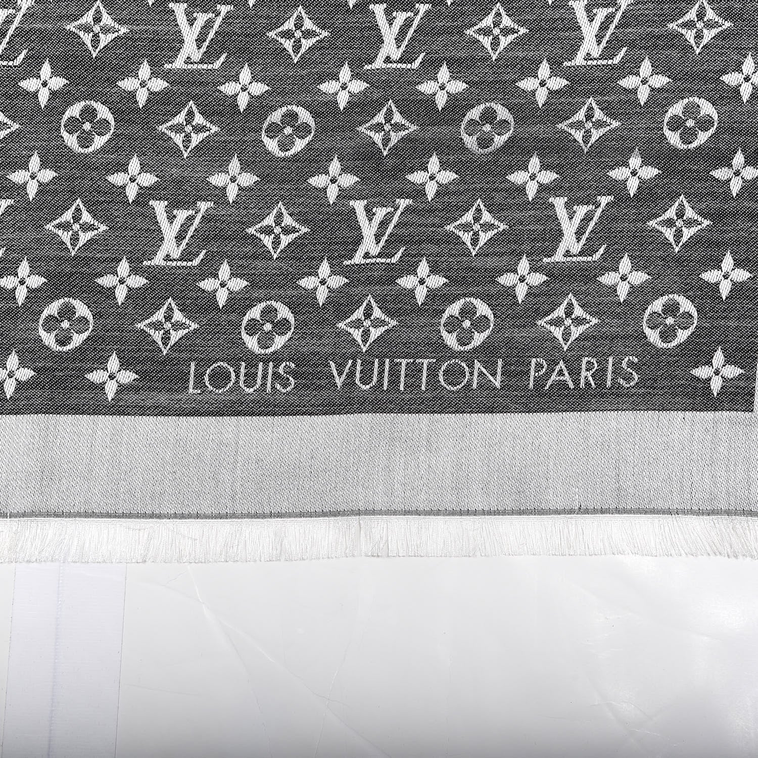 Louis Vuitton Wool Silk Monogram Denim Shawl Black 2 of 3