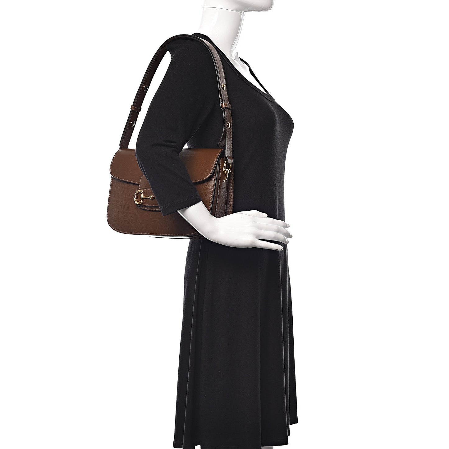 Azalea Calfskin Horsebit 1955 Shoulder Bag Brown Sugar