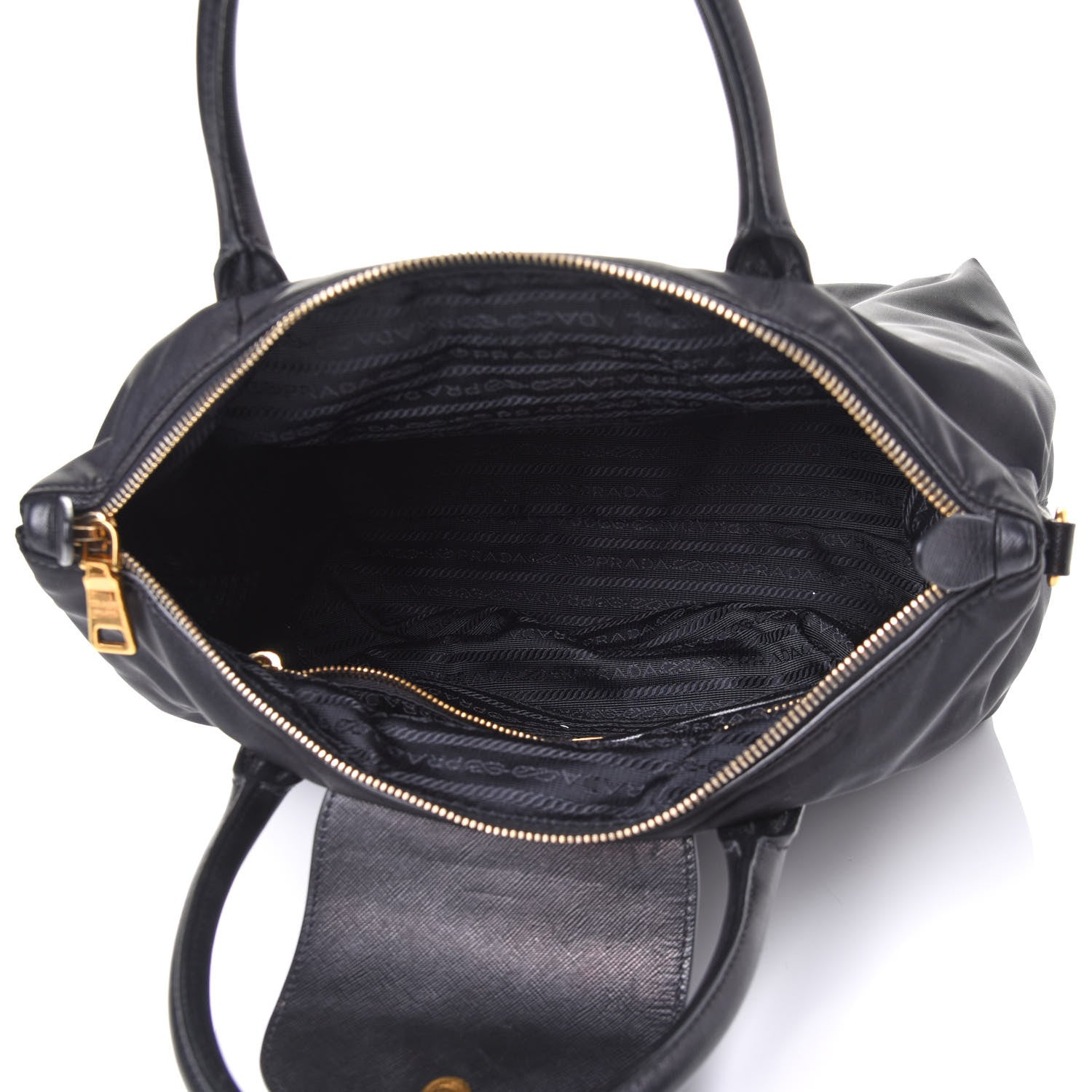 Prada Tessuto Nylon Saffiano Tote Black 4 of 4
