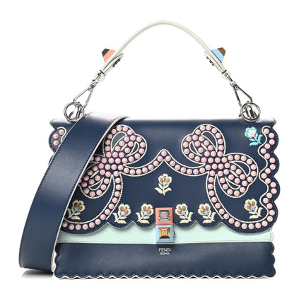 Fendi Vitello Liberty Scalloped Studded Flowers and Bows Kan I Shoulder Bag Amazzonia Multicolor 1 of 16