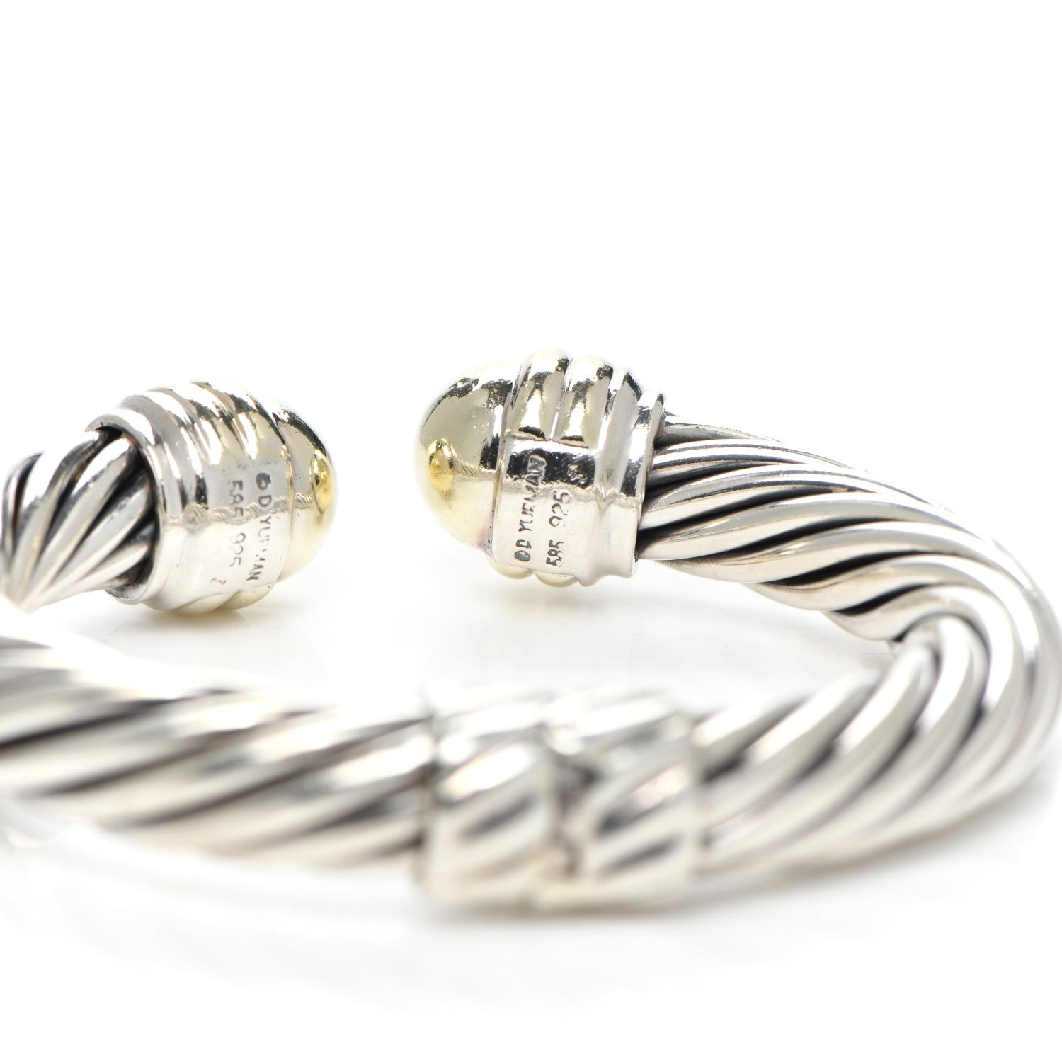 David Yurman Sterling Silver 14K Yellow Gold 10mm Cable Classics Bracelet 5 of 6