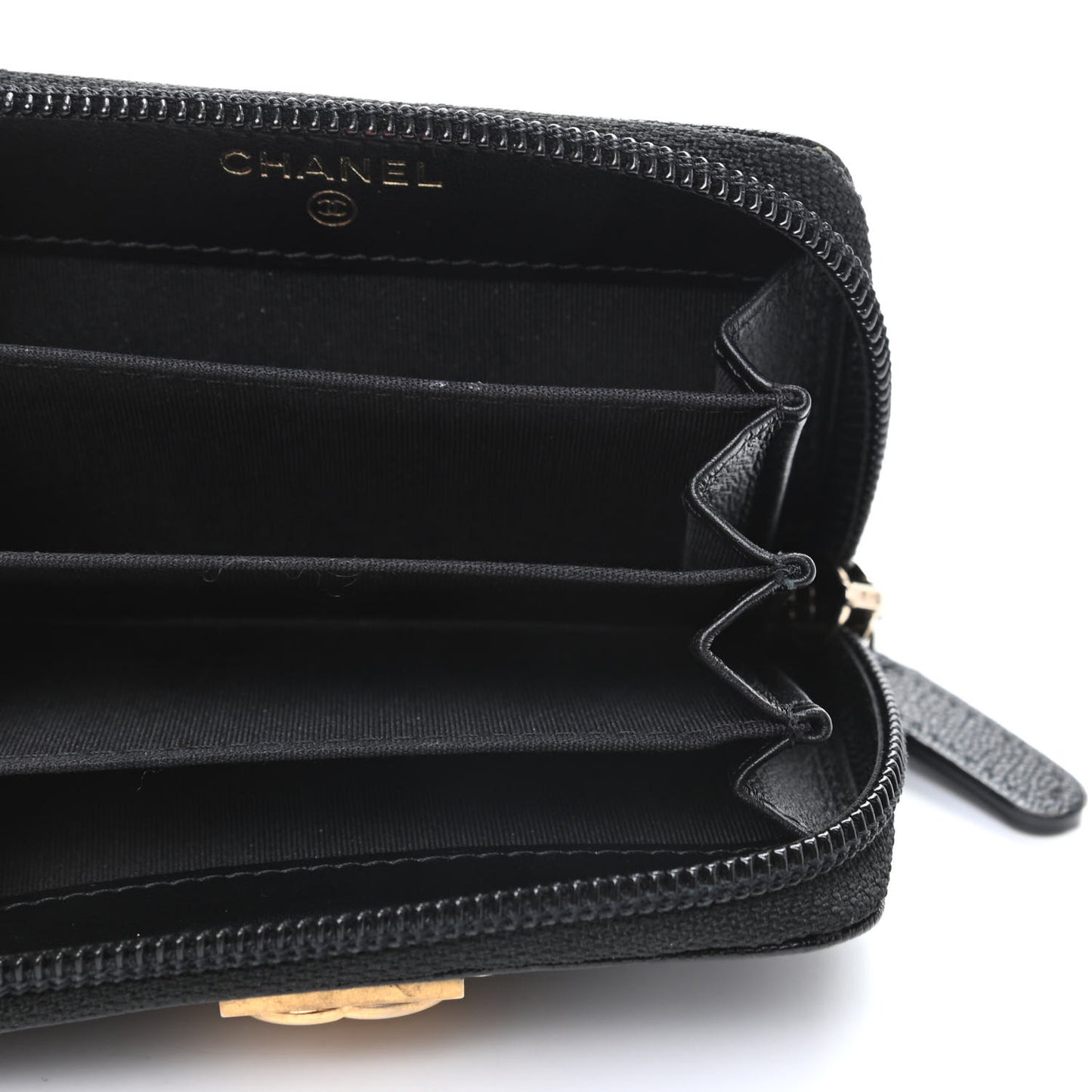 Caviar Quilted Boy Zip Around Coin Purse Wallet Black