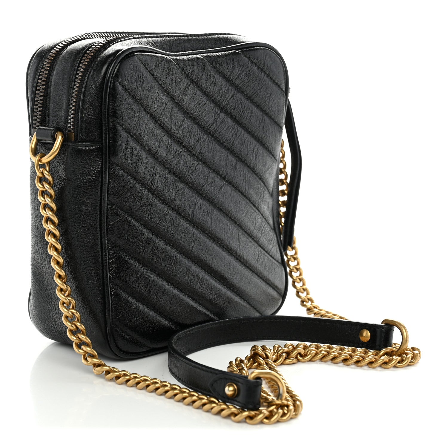Gucci Azalea Calfskin Matelasse Diagonal Tall GG Marmont Crossbody Bag Black 2 of 11