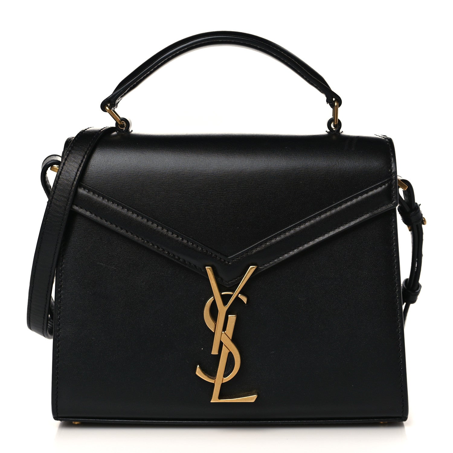 Saint Laurent Calfskin Mini Classic Monogram Cassandra Top Handle Black 1 of 8