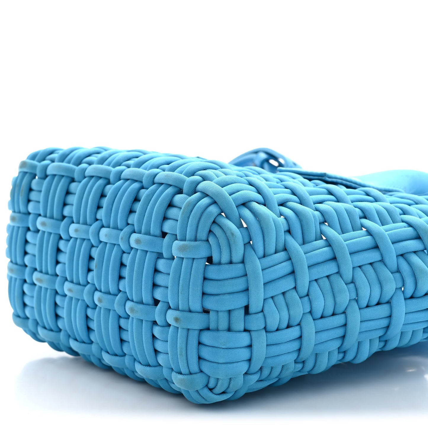 Recycled Nylon Faux Calfskin XXS Bistro Basket Cyan White