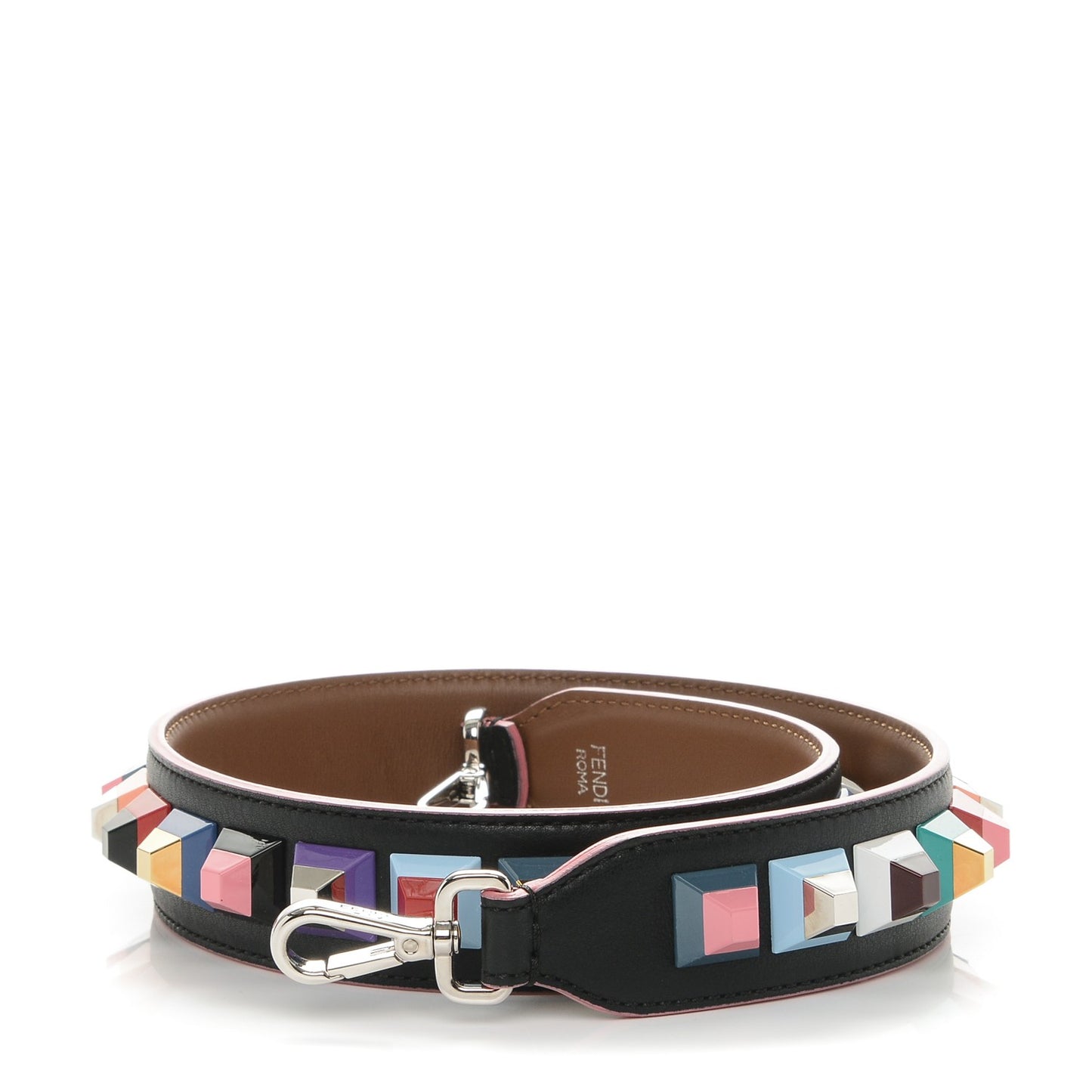 Vitello Dolce Plexiglass Bi-Color Studded Strap You Black Brownie Multicolor